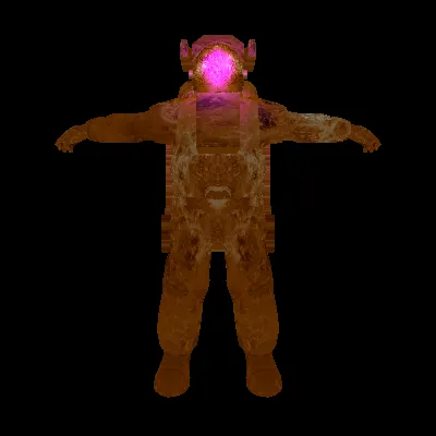 Astronaut 3D model on a black background.