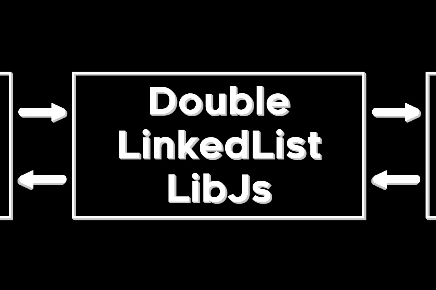 A logo displaying a double linked list with the name "DoubleLinkedListLibJs" displayed in the center of the one of the nodes