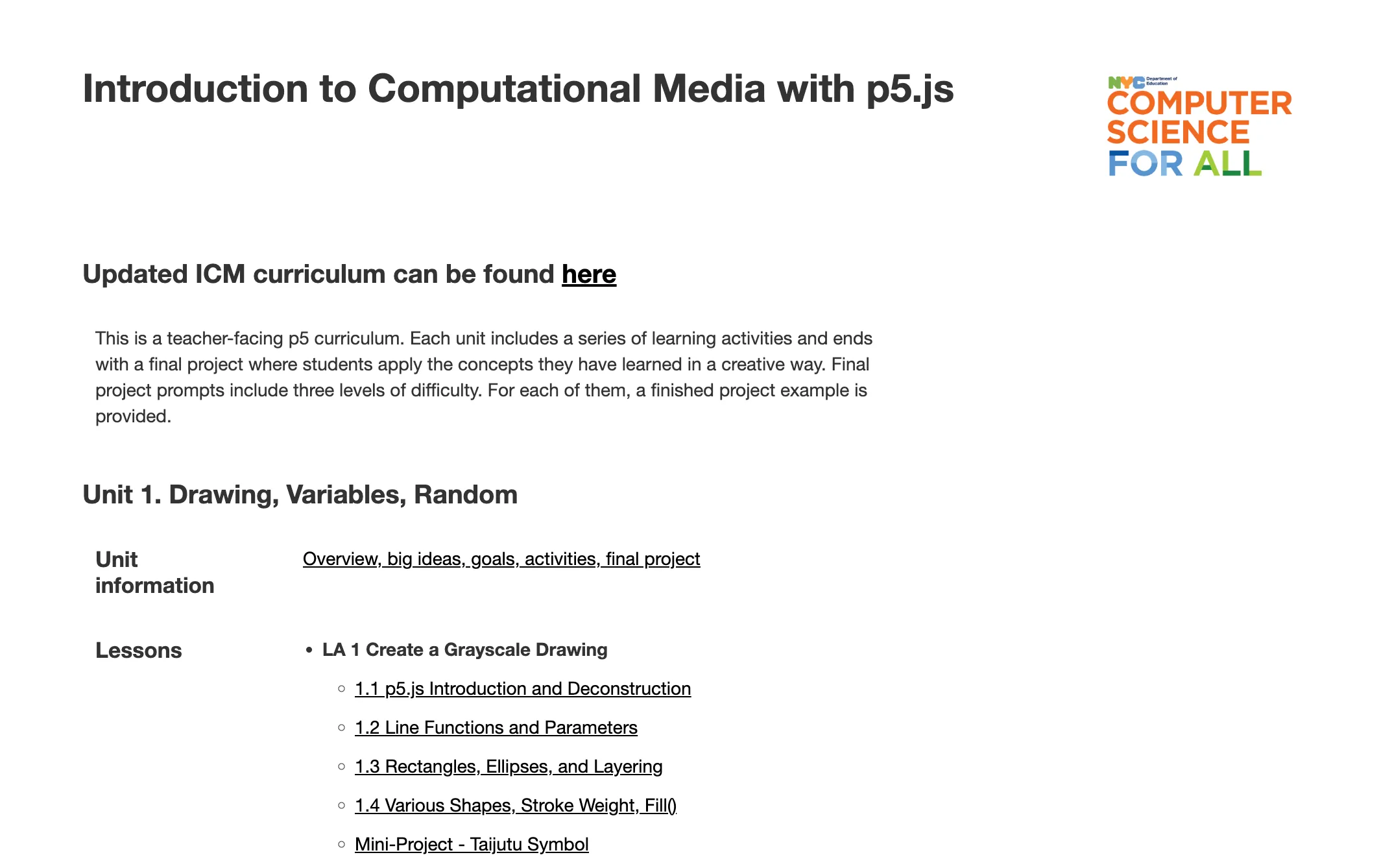 a screenshot of the syllabus with title and texts