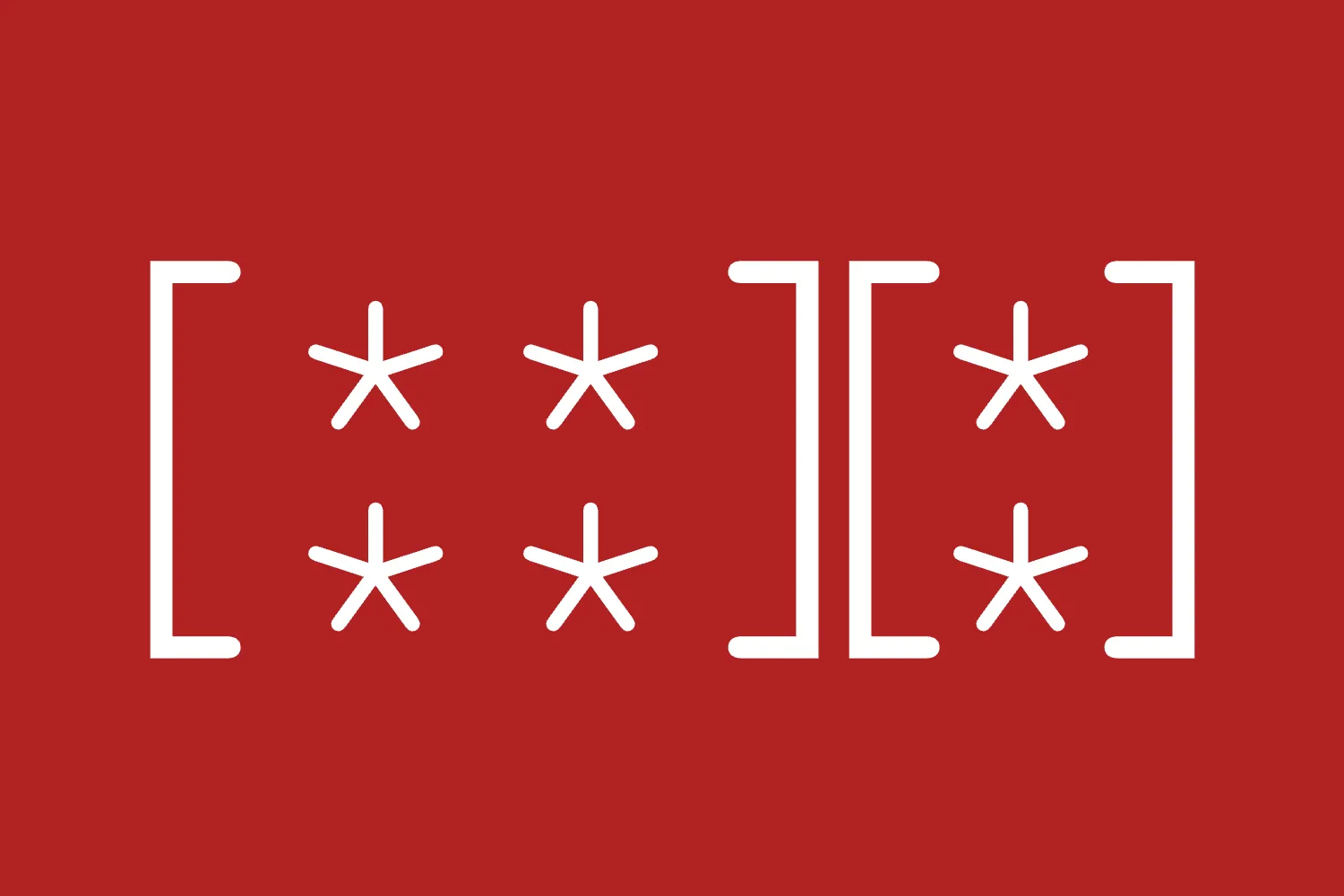 A matrix and a vector both filled with asterisks. The math is written in white on a red background.