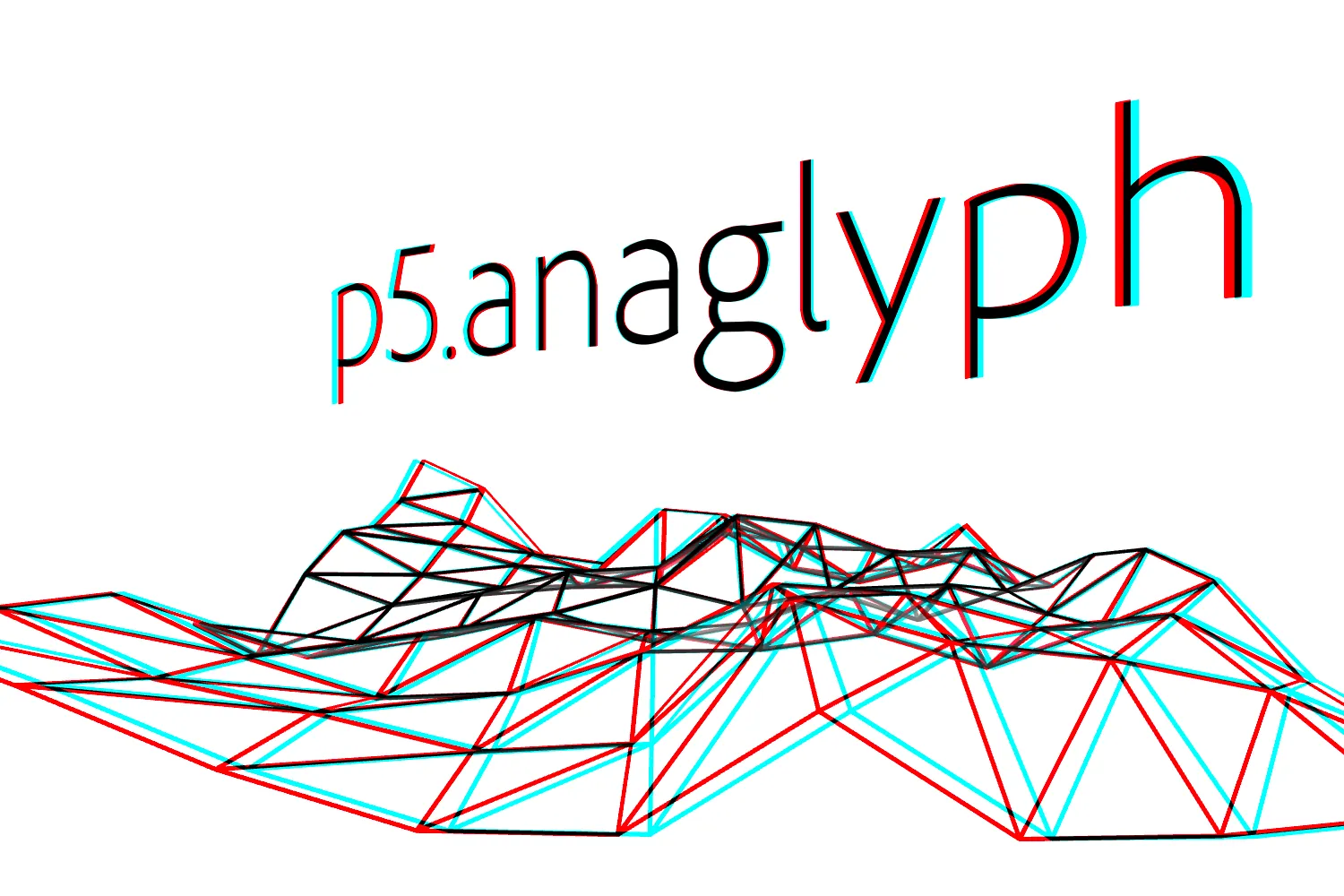 a stereoscopic anaglyph scene of 3D terrain