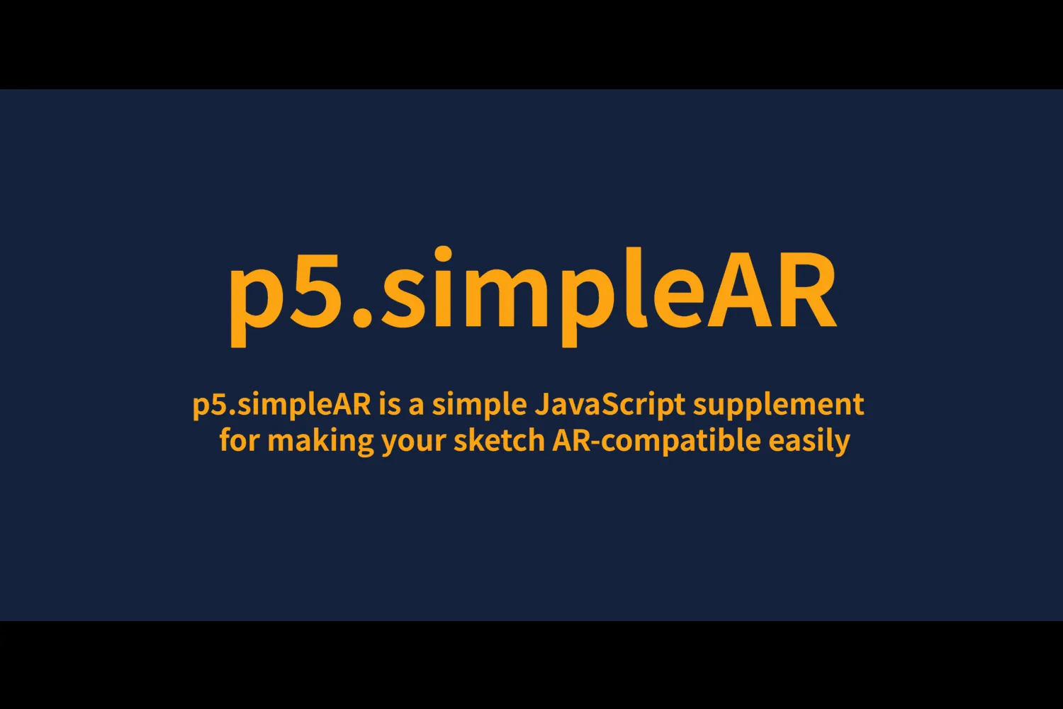 A logo and description of 'p5.simpleAR' library are placed in the center.