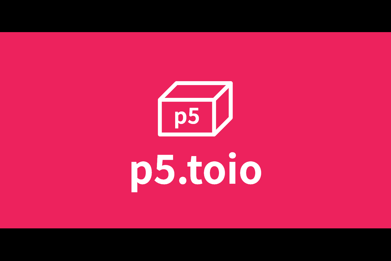 A logo and cube-shaped symbol of 'p5.toio' library are placed in the center.
