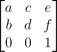 The transformation matrix used when applyMatrix is called in 2D mode.